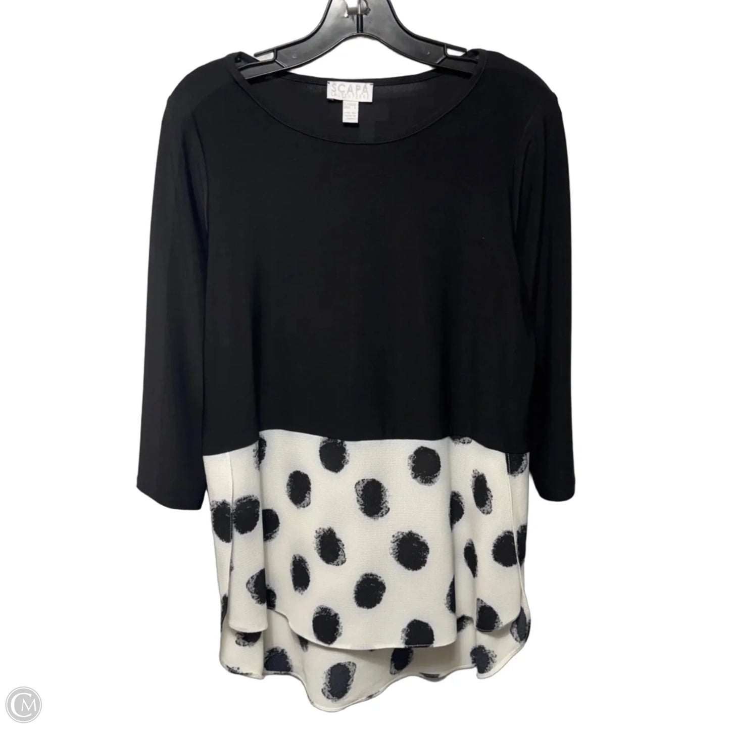 Tunic 3/4 Sleeve By Scapa In Polkadot Pattern, Size: L