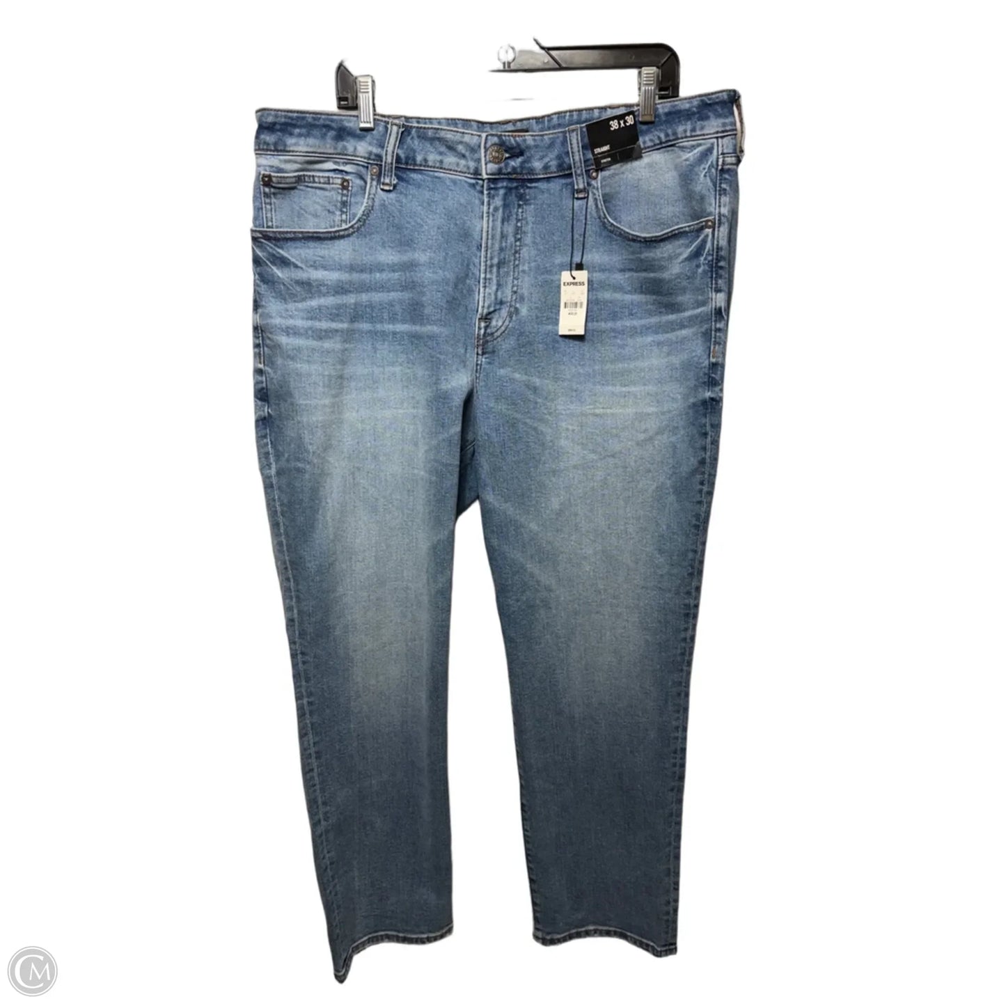 Jeans Straight By Express In Blue Denim, Size: 38 x 30
