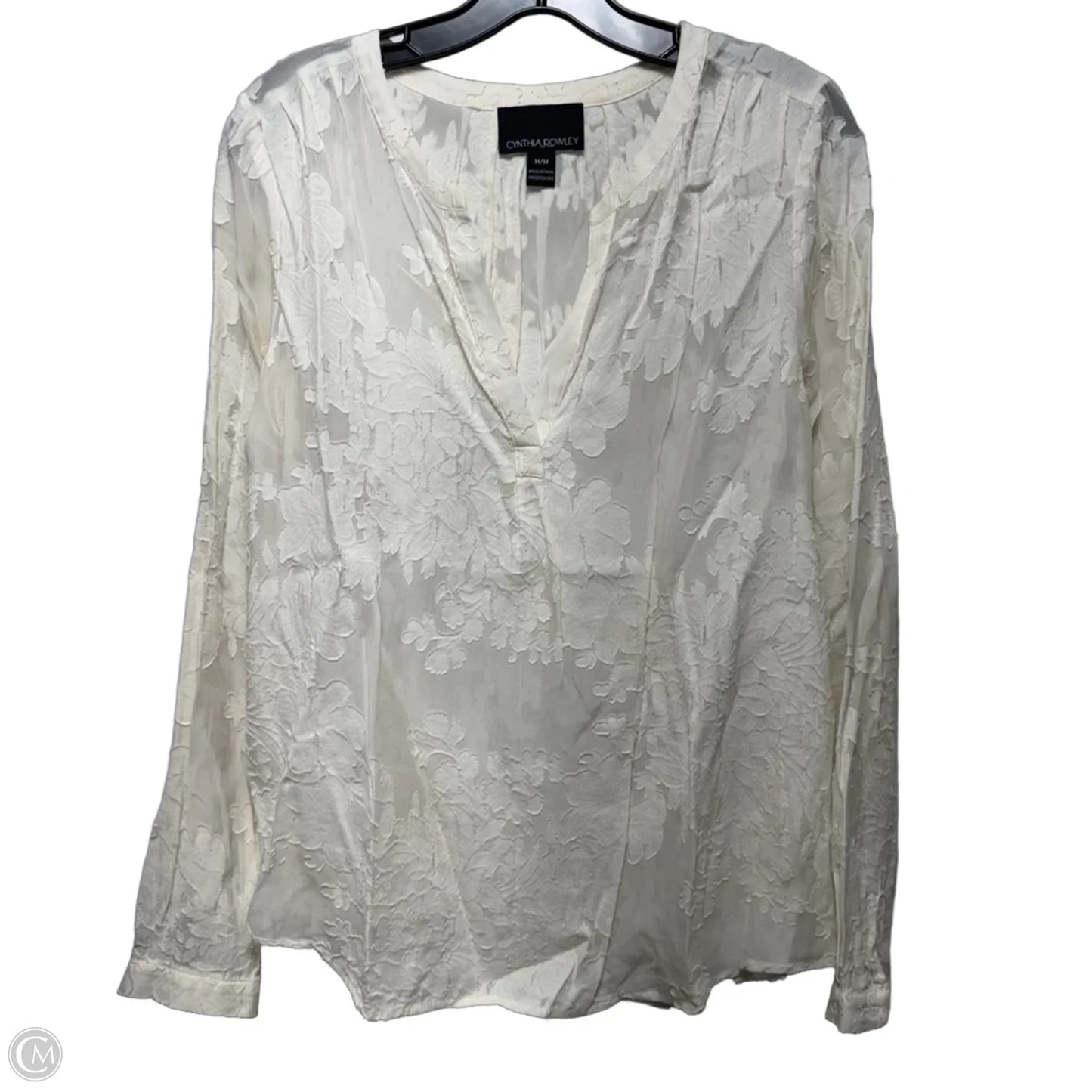 Top Long Sleeve By Cynthia Rowley In Cream, Size: M
