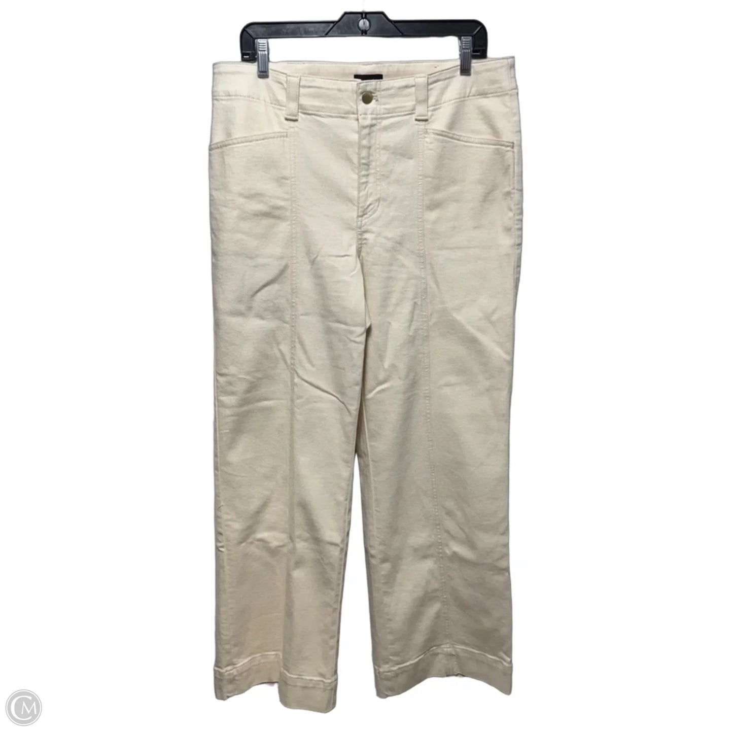 Classic Jean Trouser Jeans By Talbots In Cream Denim, Size: 12