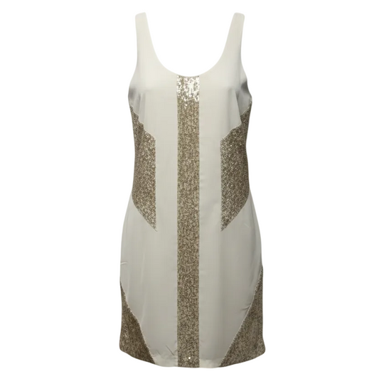 Beaded Sheath Dress Party Short By Armani Exchange In Cream, Size: 0