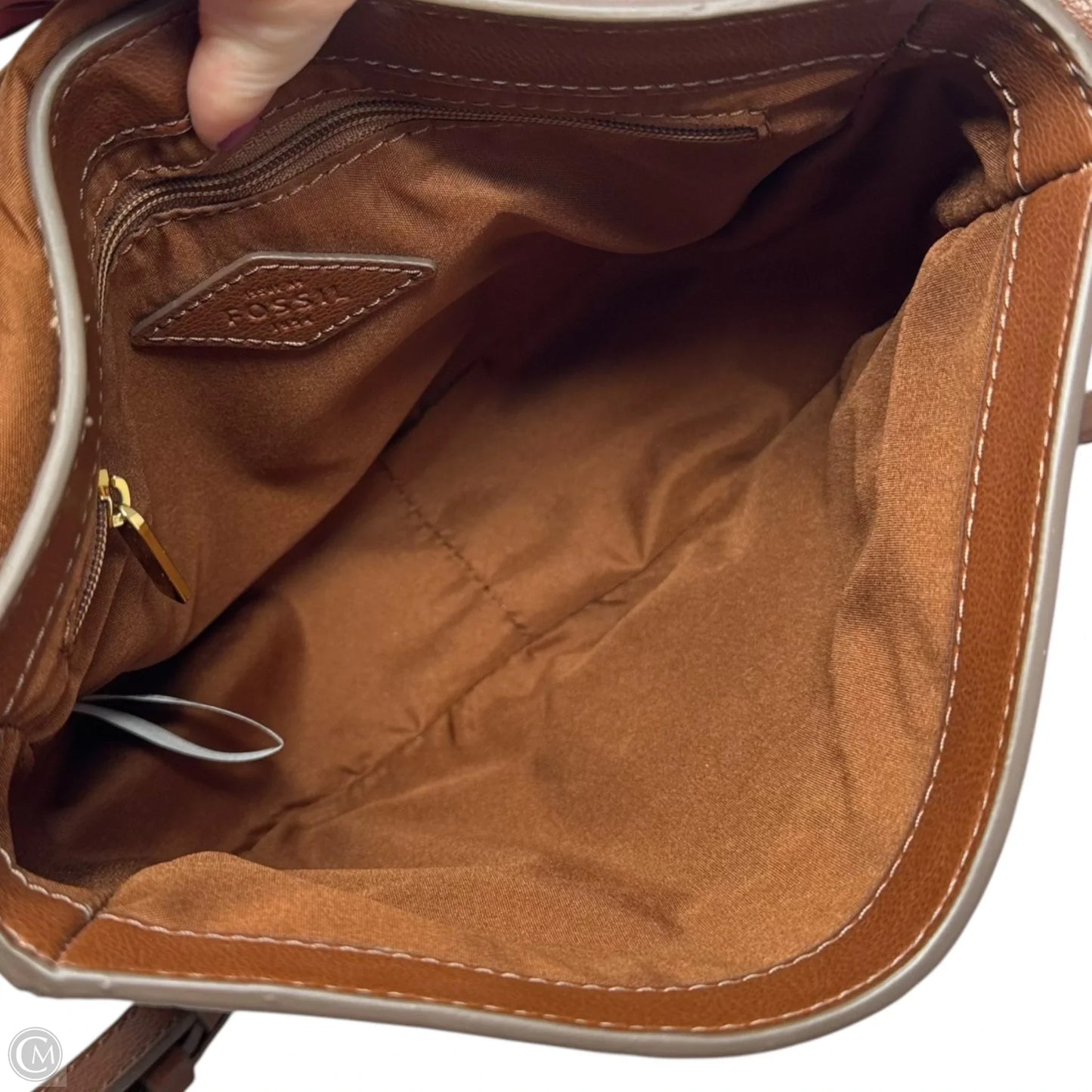 Handbag Leather By Fossil, Size: Small