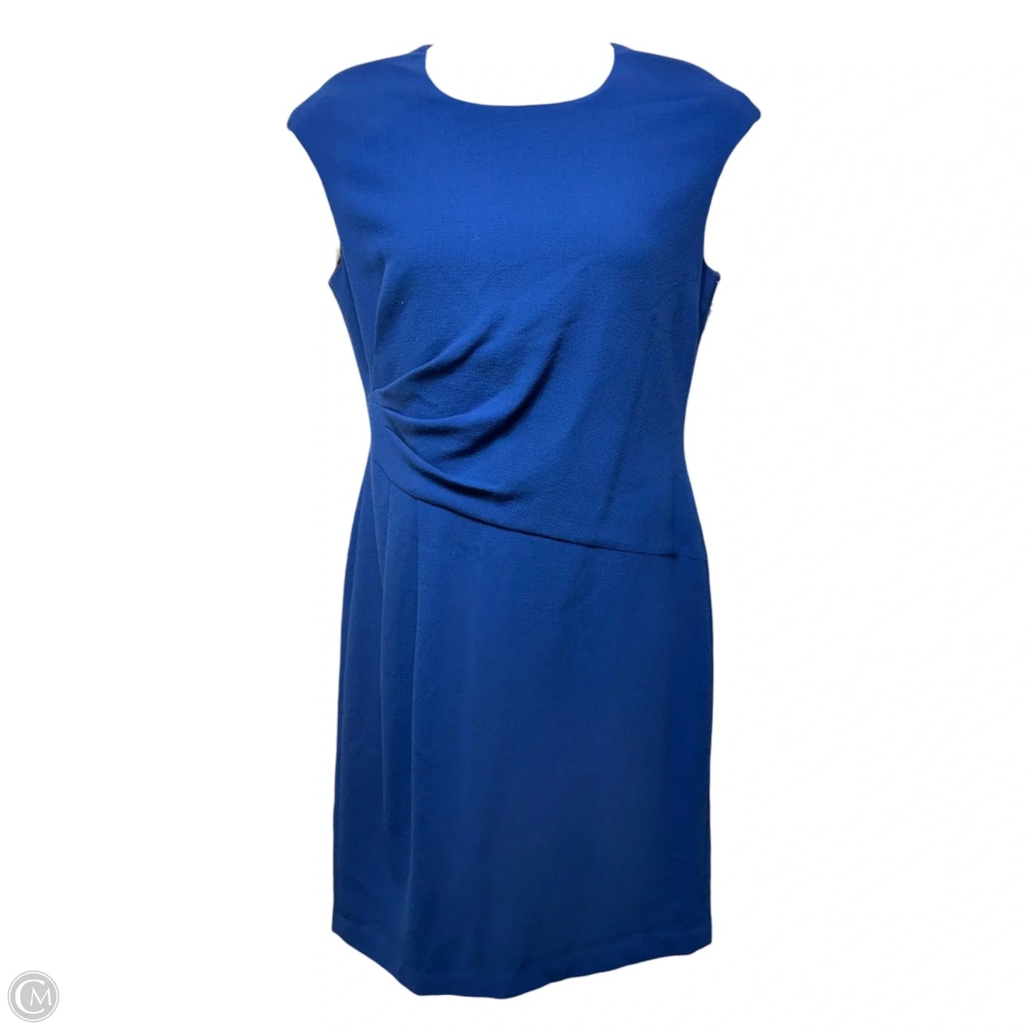 Ponte Drape Sheath Dress Designer By Lafayette 148 In Imperiale Blue, Size: 10