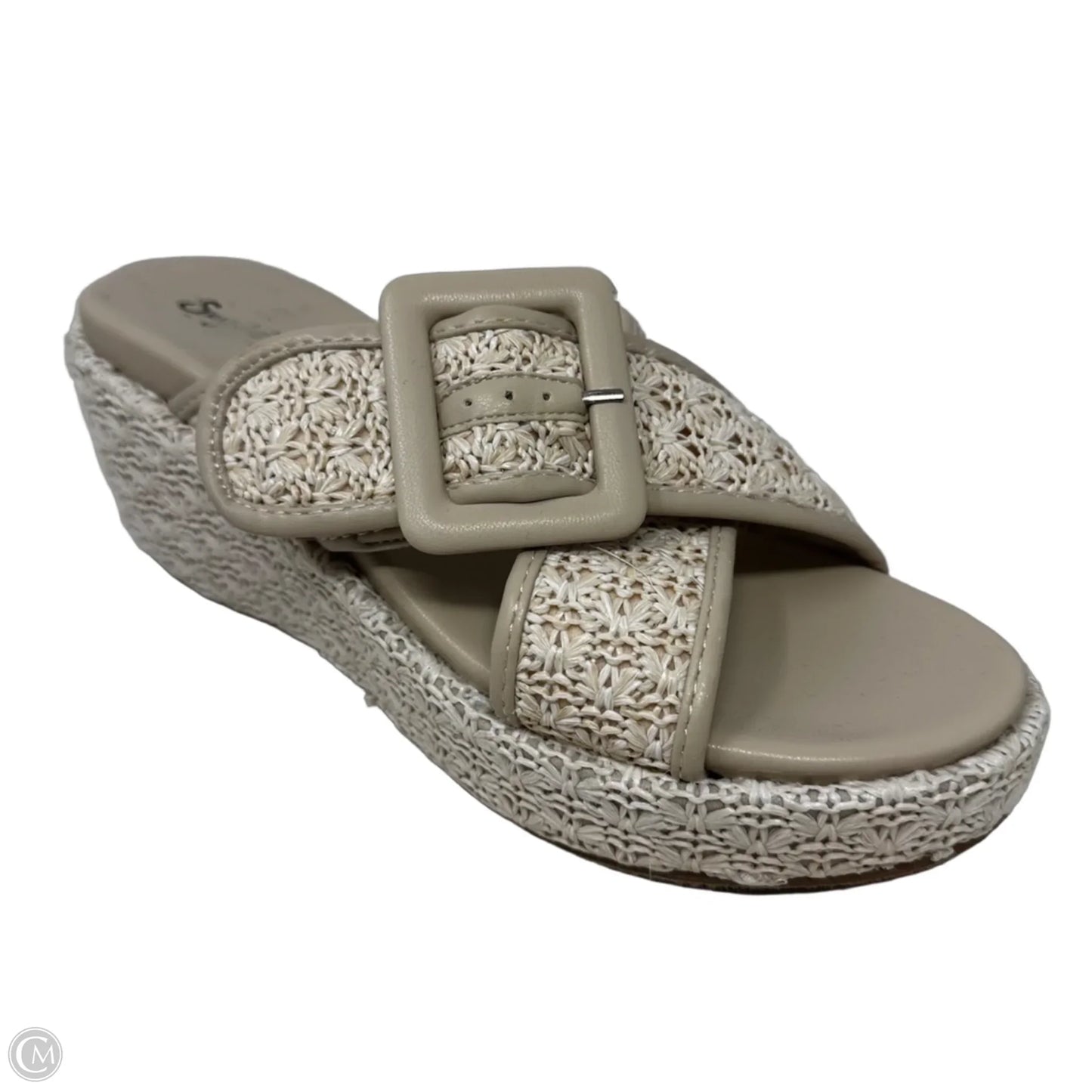 Woven Buckle Sandals Heels Wedge By Seychelles In Cream, Size: 7.5