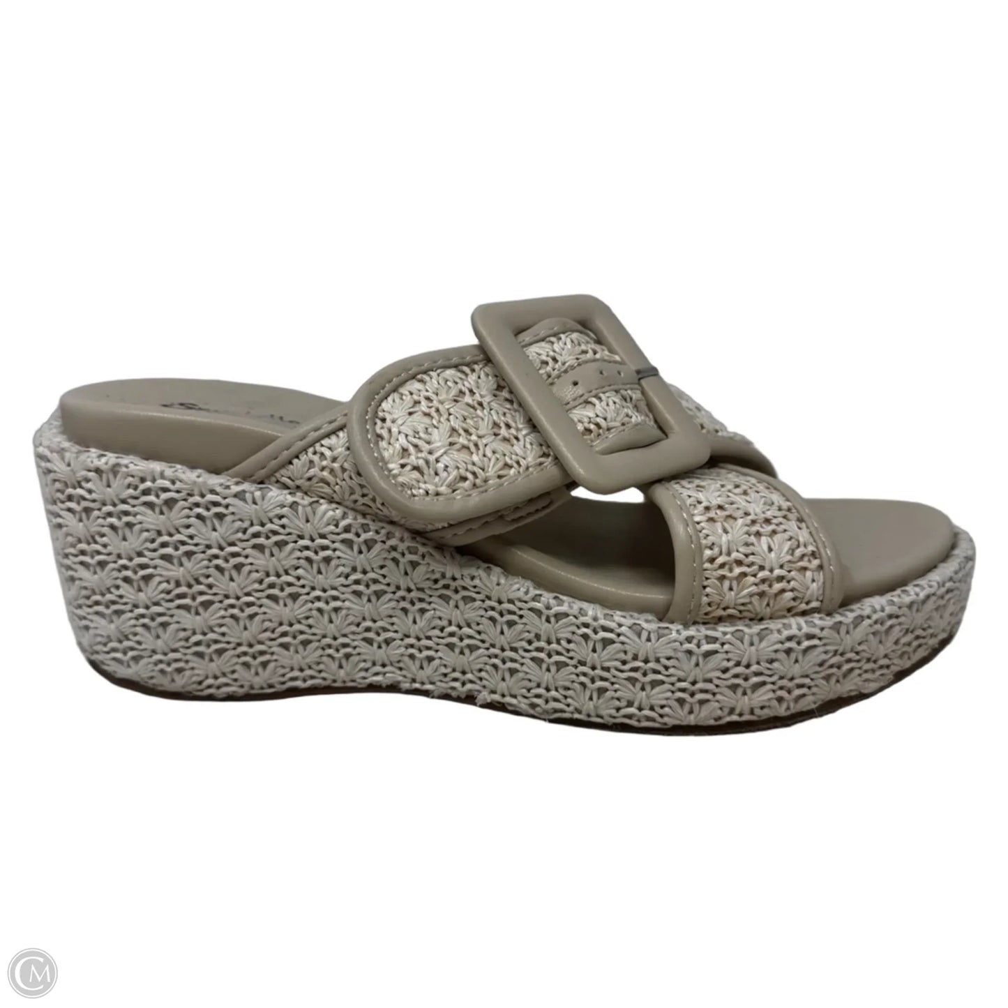 Woven Buckle Sandals Heels Wedge By Seychelles In Cream, Size: 7.5