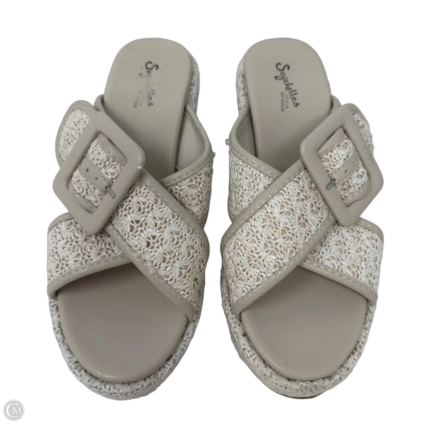 Woven Buckle Sandals Heels Wedge By Seychelles In Cream, Size: 7.5