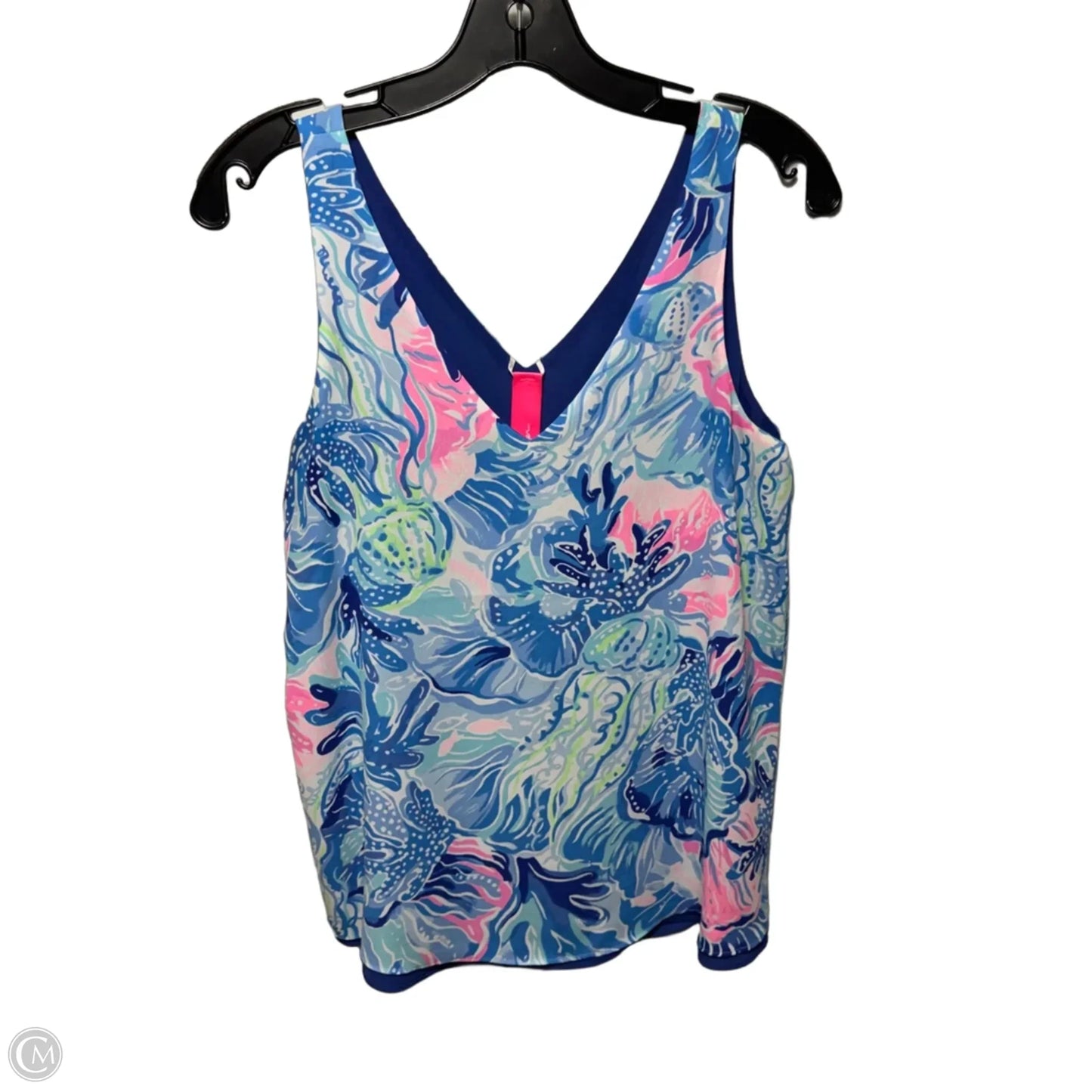 Florin Reversible Sleeveless V Neck Top Designer By Lilly Pulitzer In Blue, Size: XS