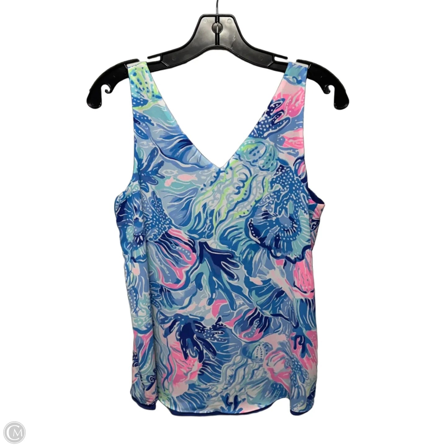 Florin Reversible Sleeveless V Neck Top Designer By Lilly Pulitzer In Blue, Size: XS