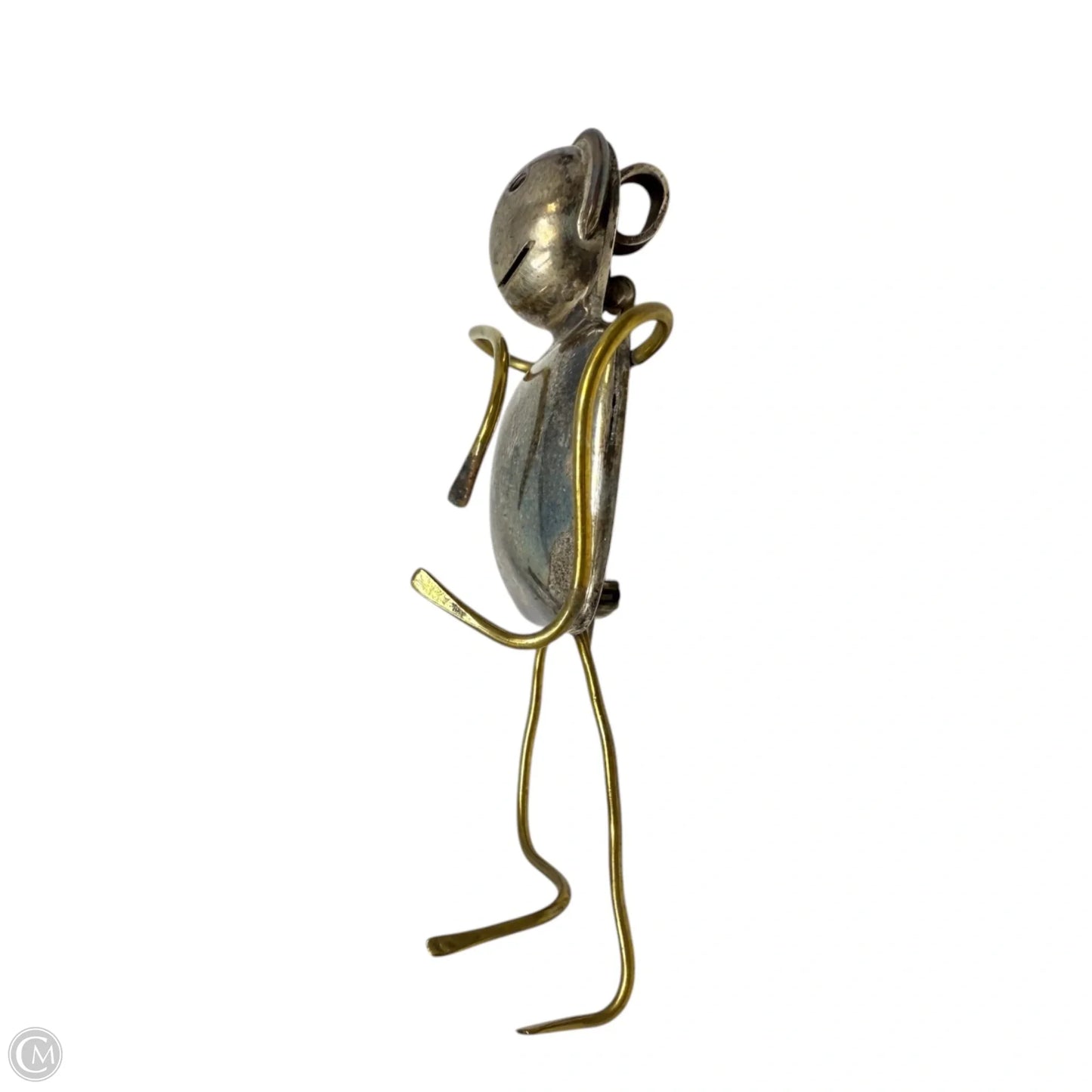 Vintage Taxco Mexico Modernist Figural Sterling Silver & Brass Pin By TF-57