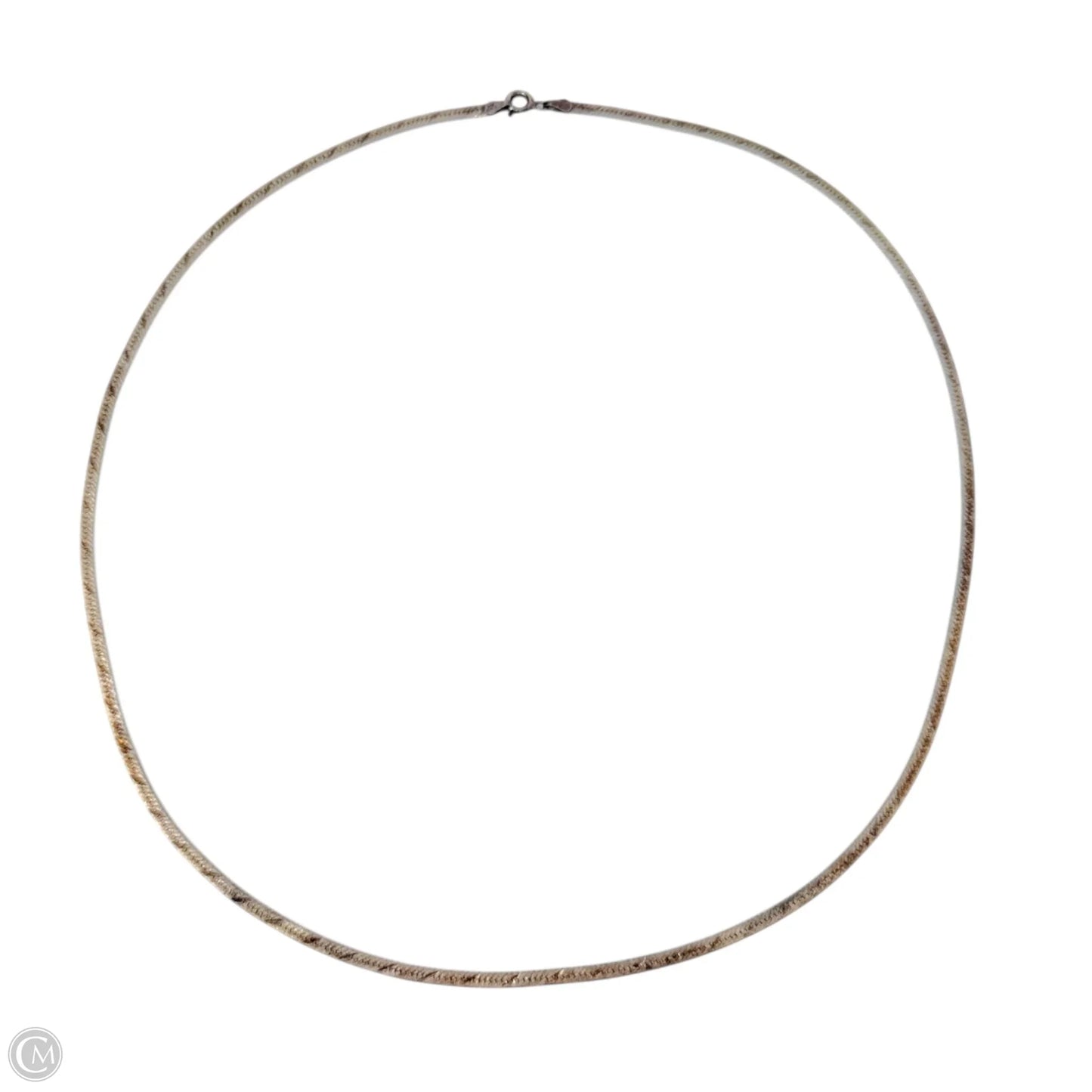 Vintage Italian Sterling Silver Etched Herringbone Chain Necklace
