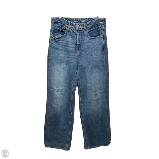 Extra High-Rise Sky-Hi Wide Leg Jeans By Old Navy In Blue Denim, Size: 8