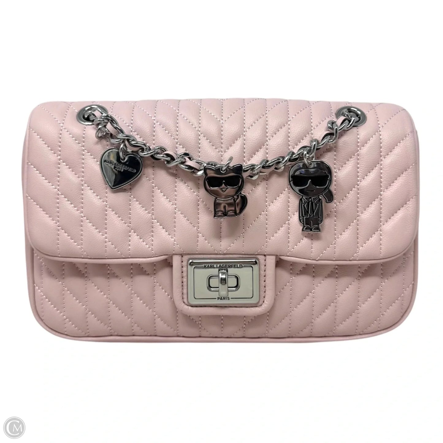 Quilted Charm Strap Handbag Designer By Karl Lagerfeld, Size: Medium