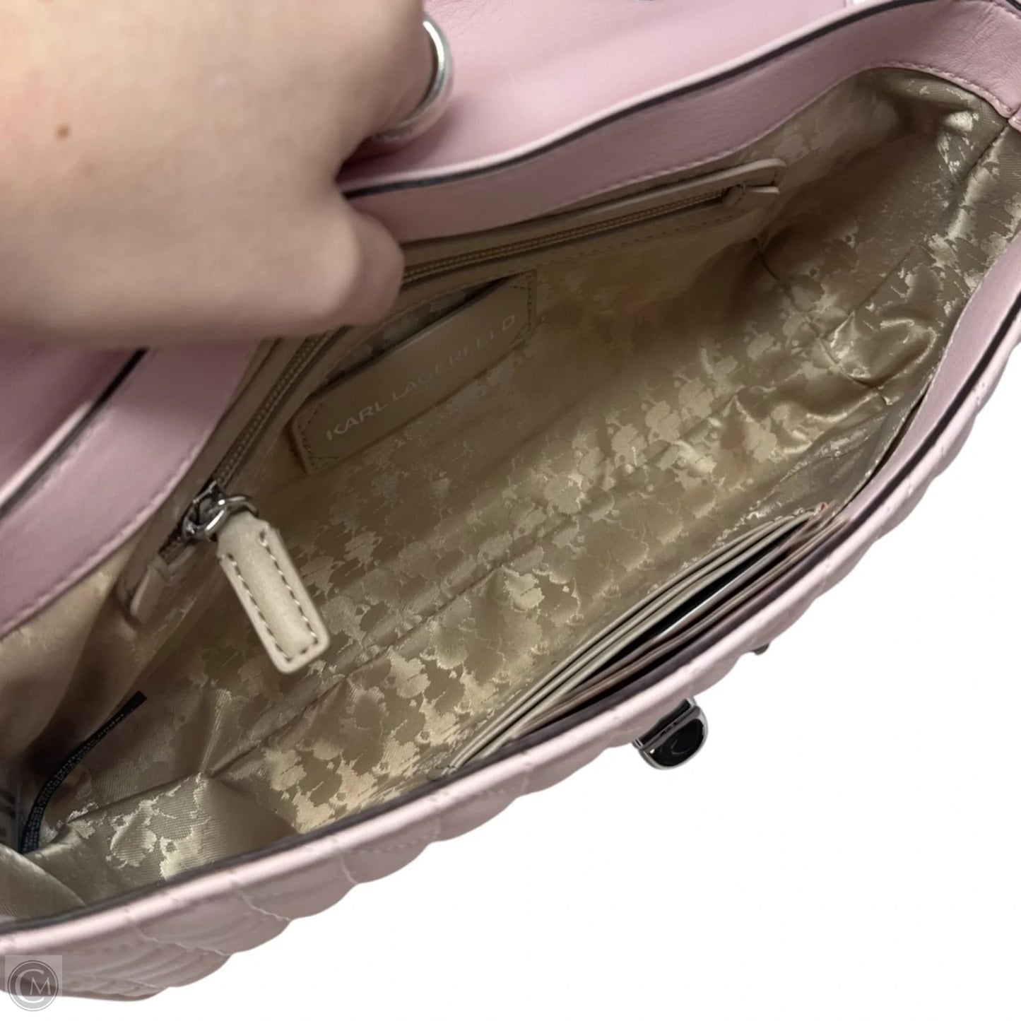Quilted Charm Strap Handbag Designer By Karl Lagerfeld, Size: Medium