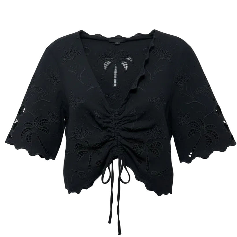 The Social Butterfly Lace Crop Top By Mother In Black, Size: M