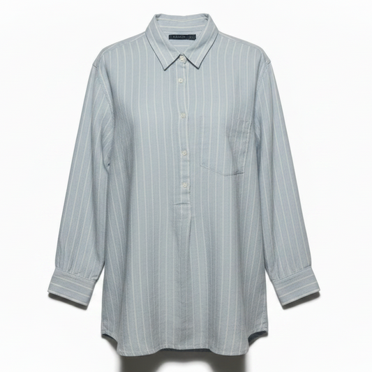 Linen Top Long Sleeve By Lauren By Ralph Lauren In Striped Pattern, Size: 2X