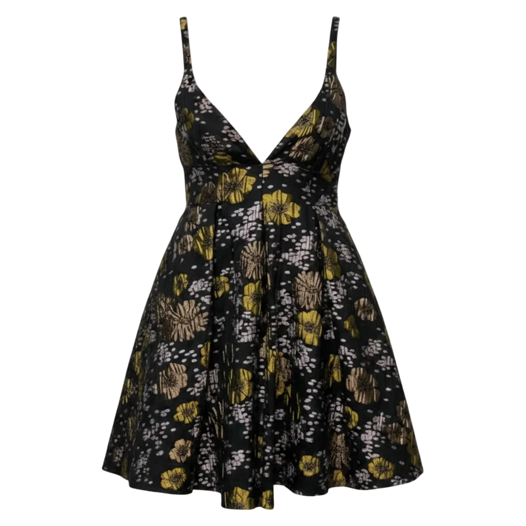 Jacquard A-Line Mini Dress By Anthropologie In Floral Print, Size: 8