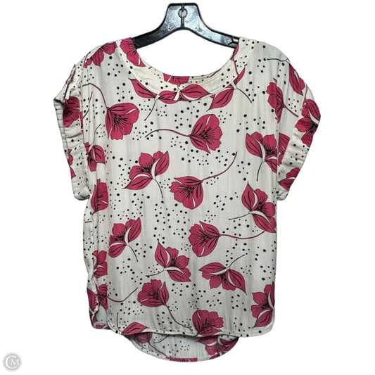 Top Short Sleeve By Cabi In Cream & Pink, Size: Xs