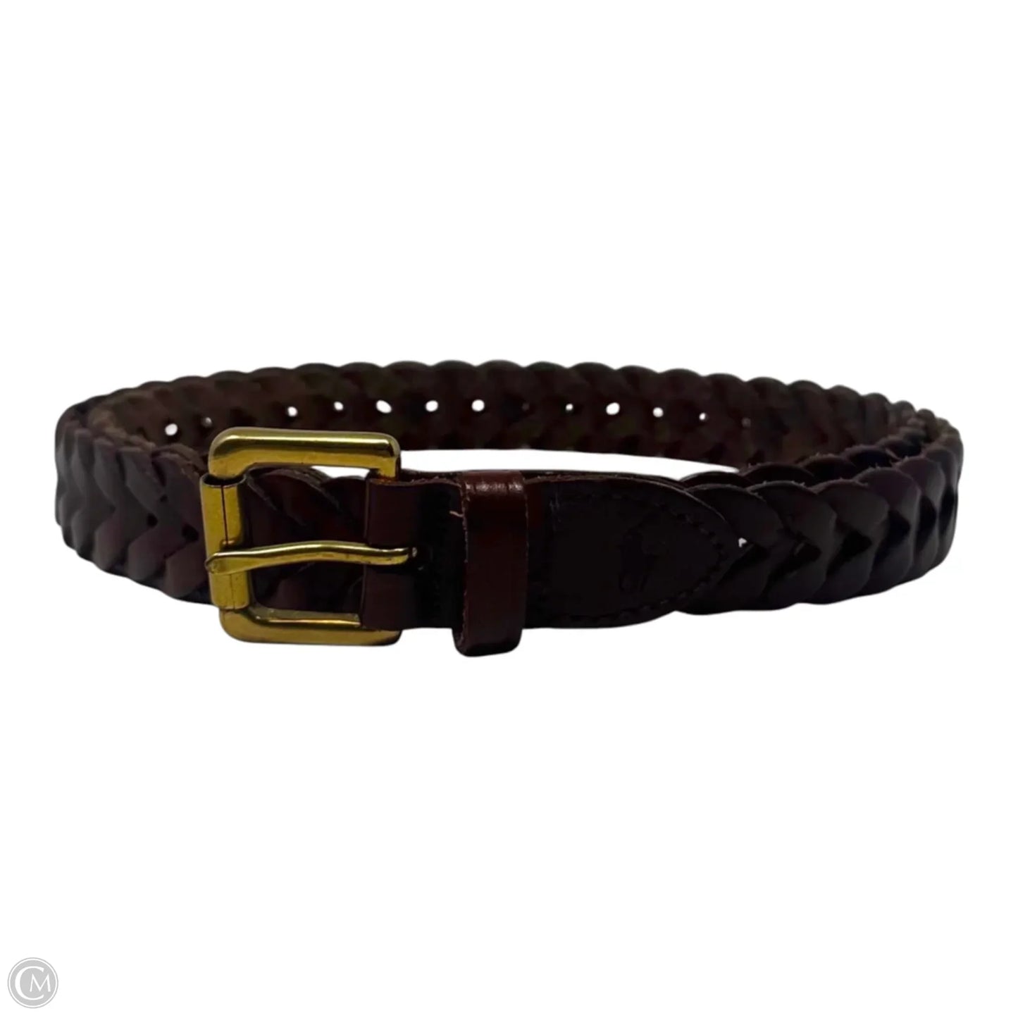 Brass Buckle Braided Belt Leather By Polo Ralph Lauren, Size: Large/40