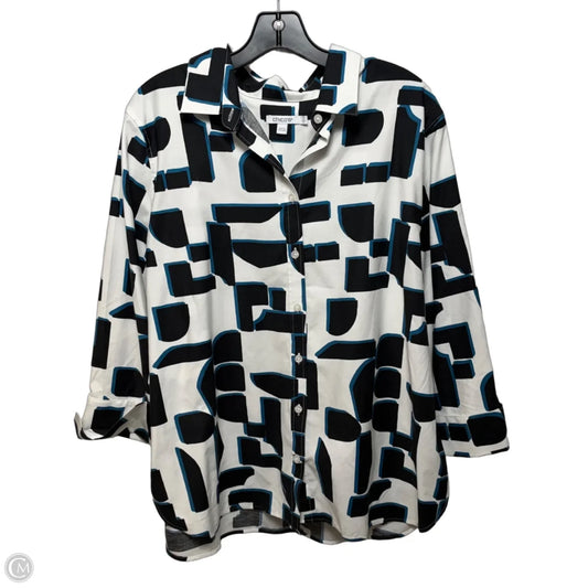 Top Long Sleeve By Chicos In Blue, Black & White, Size: 16