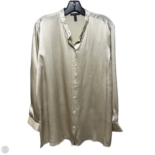 Silk Blouse Long Sleeve By Eileen Fisher In Cream, Size: M