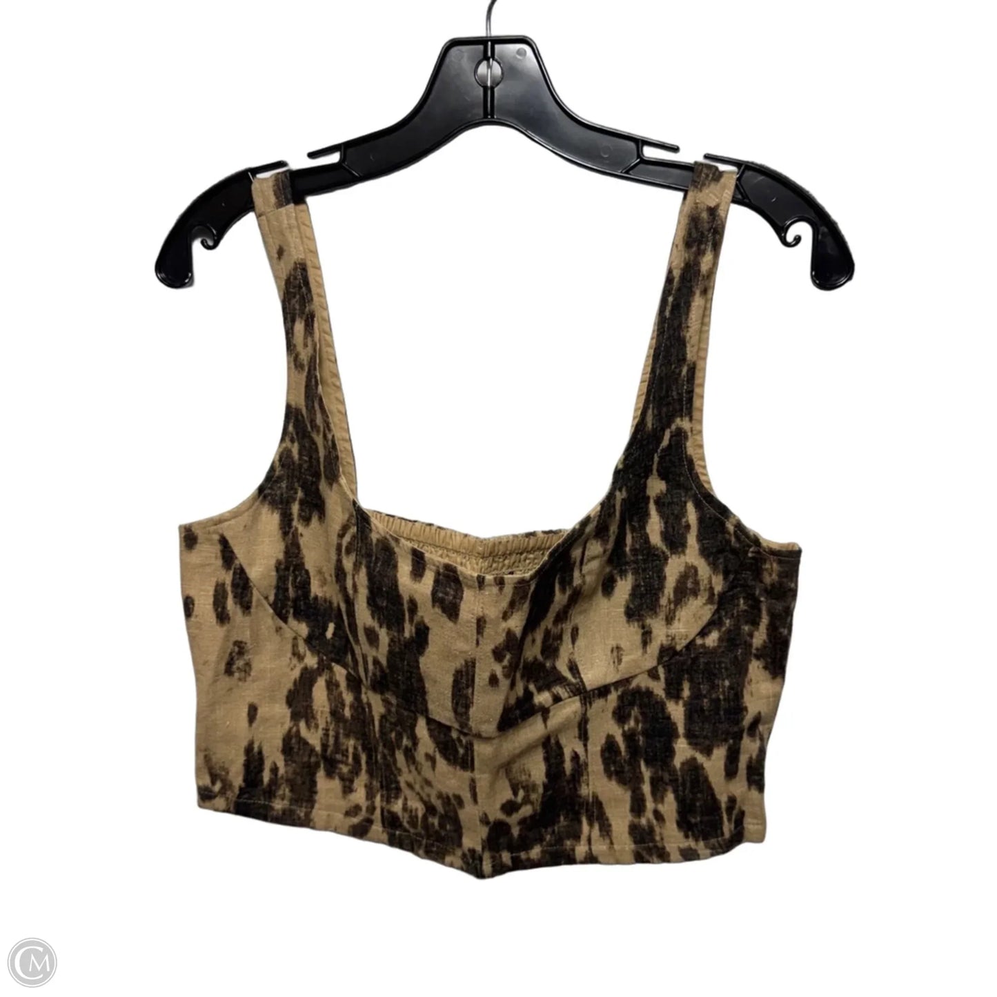 Linen Blend Top Sleeveless By Banana Republic In Black & Tan, Size: 8