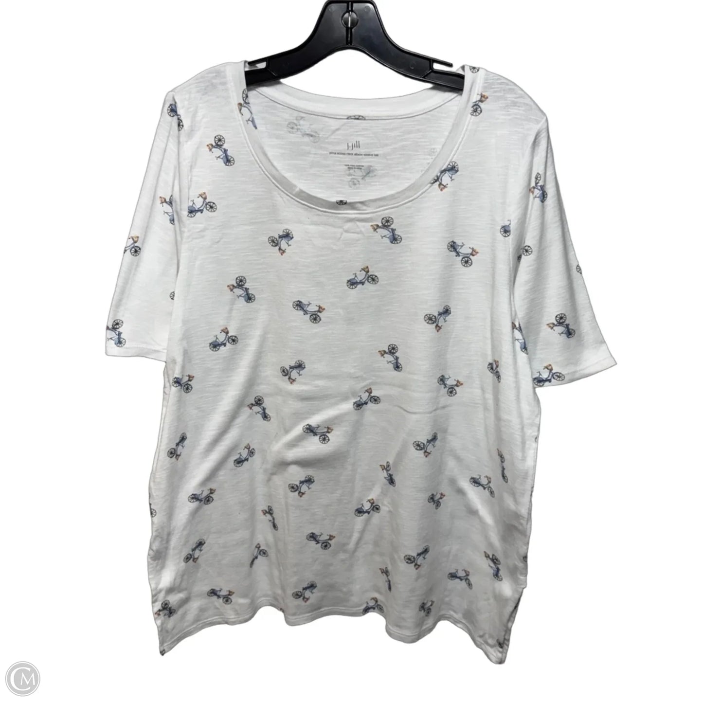 Pima Scoop Neck Elbow Sleeve Tee By J. Jill In Bicycle Pattern, Size: L