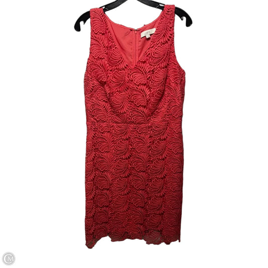 Dress Casual Midi By Loft In Coral, Size: 10