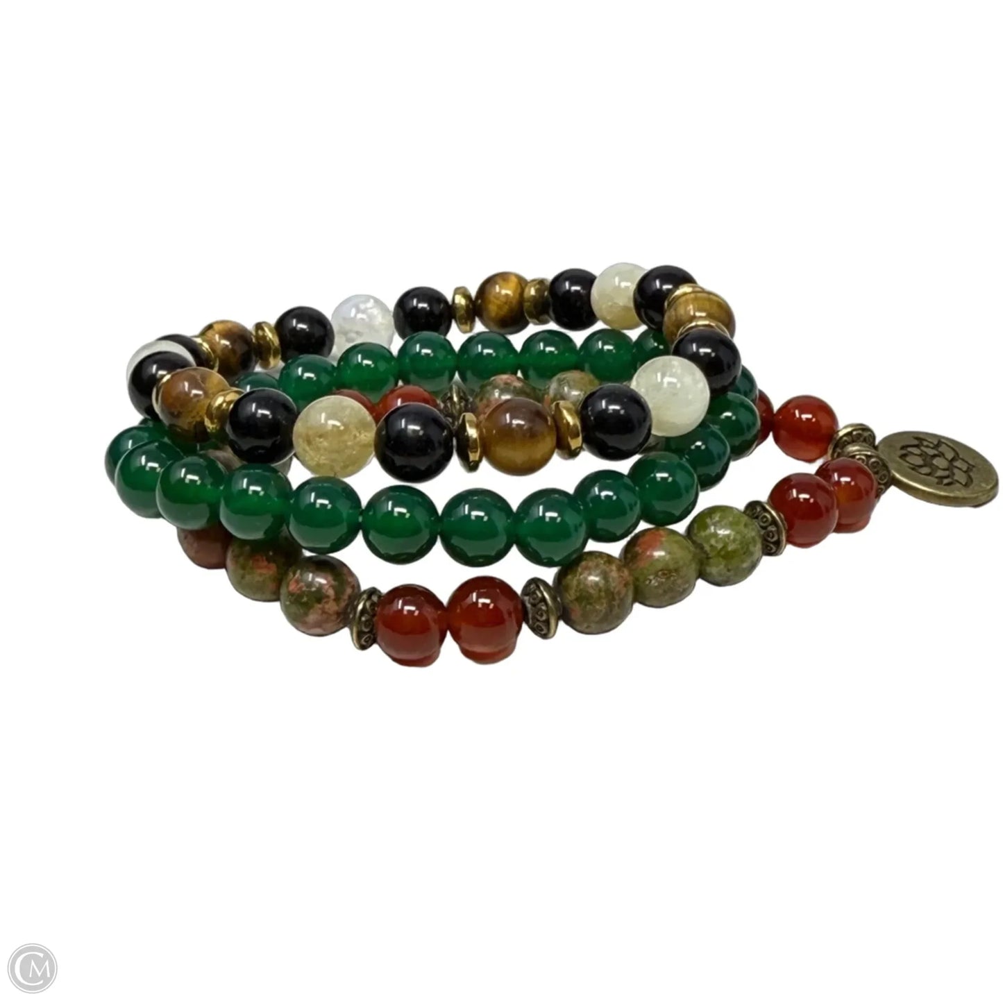 Multi Stone Beaded Stretch Bracelet Set, Size: 03 Piece Set