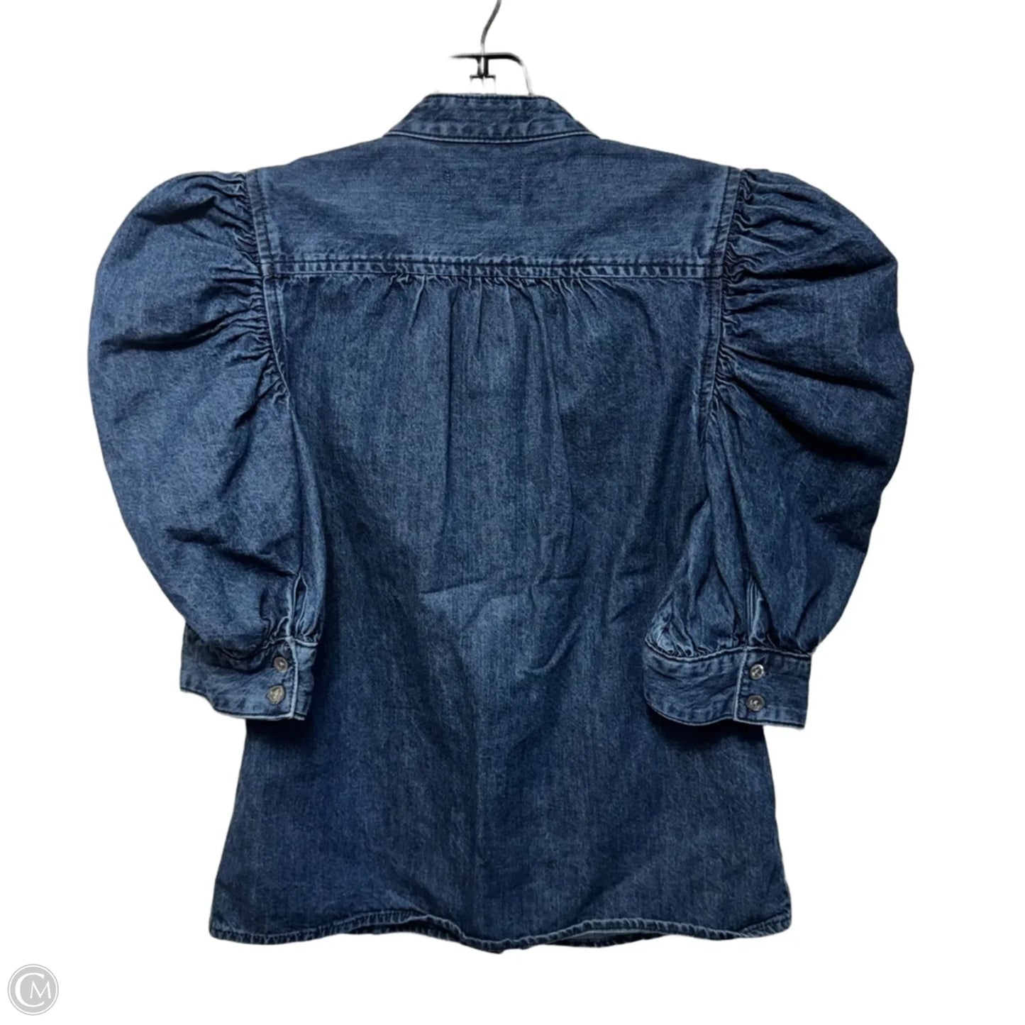 Gillian Puff Sleeve Denim Shirt By Frame In Blue Denim, Size: XS