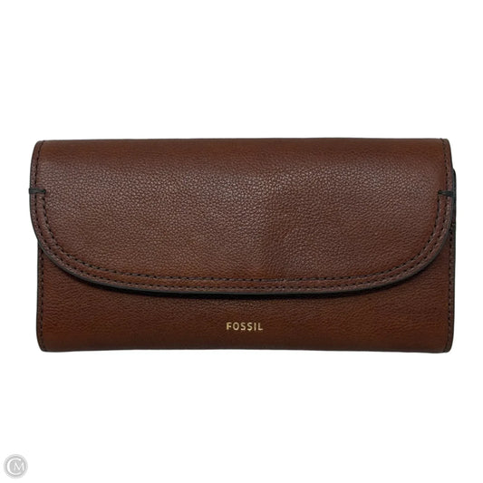 Cleo Flap Clutch Leather Wallet By Fossil, Size: Large