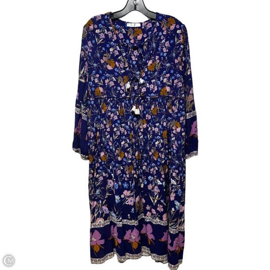 Dress Casual Midi By R Vivimos In Floral Print, Size: L