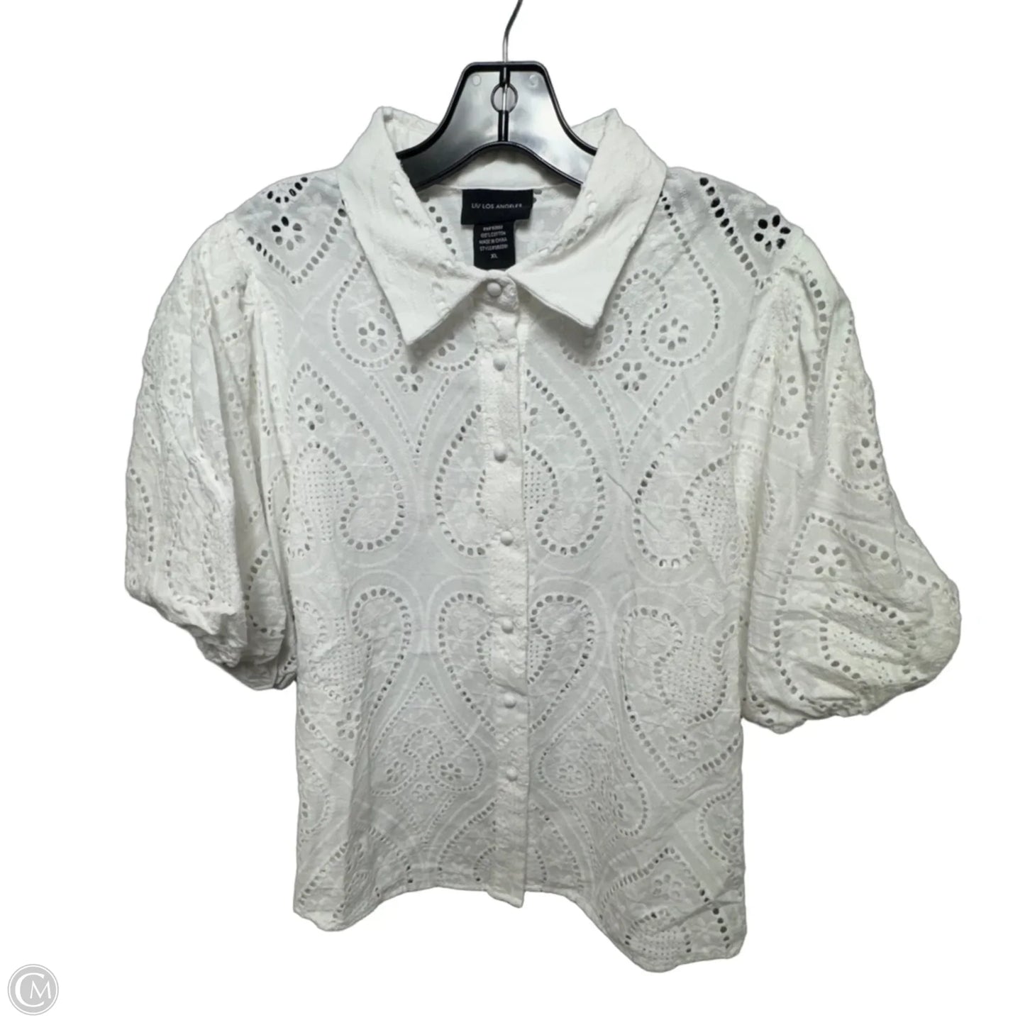 Top Short Sleeve By Liv Los Angeles In White, Size: Xl