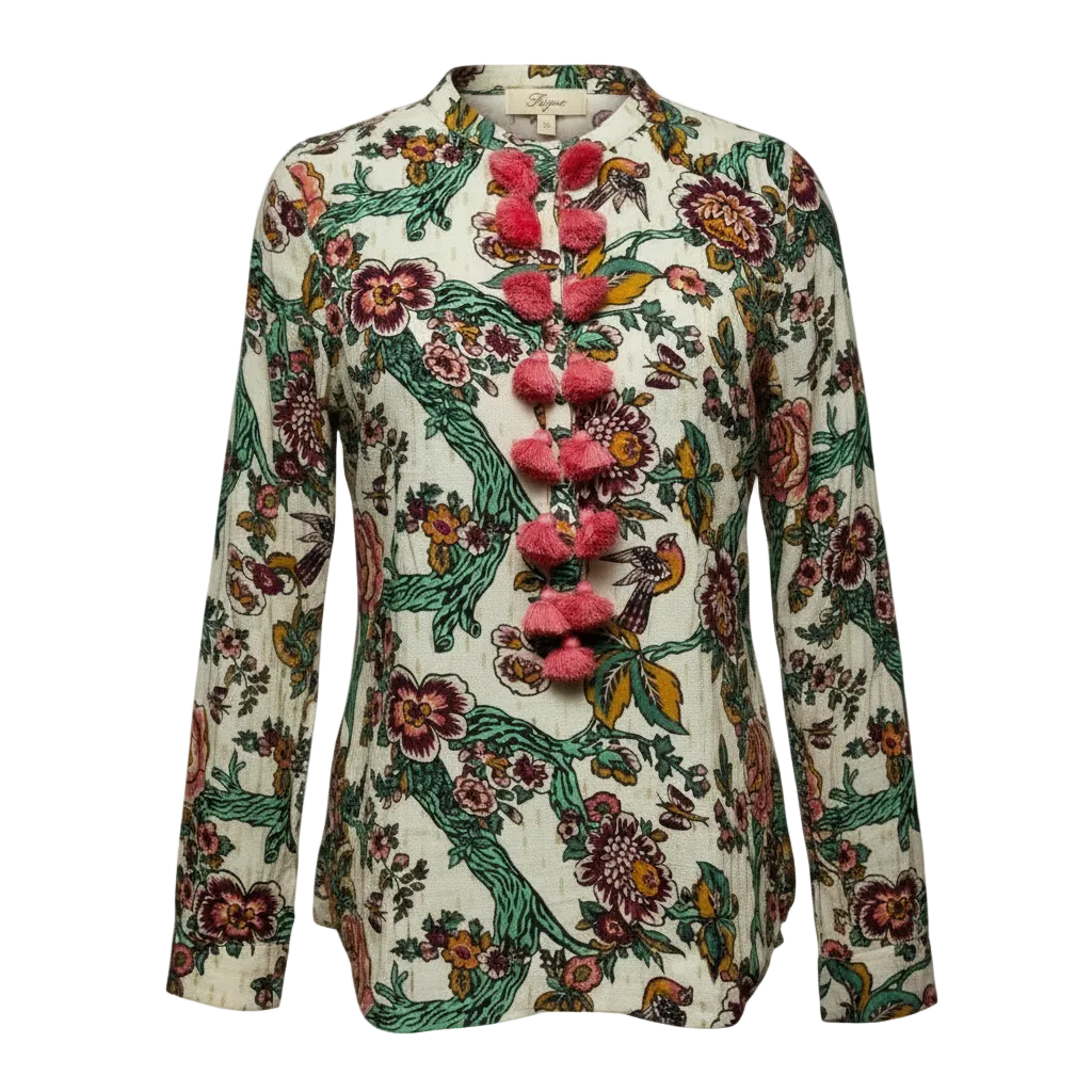 Tassel Top Long Sleeve By Figue In Floral Print, Size: L