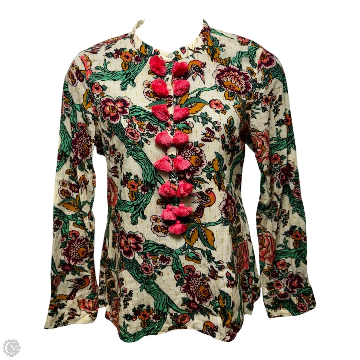 Tassel Top Long Sleeve By Figue In Floral Print, Size: L