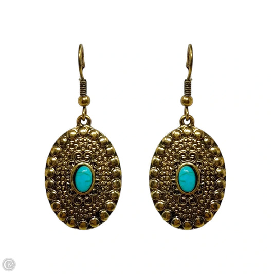 Gold Tone & Faux Turquoise Dangle Earrings