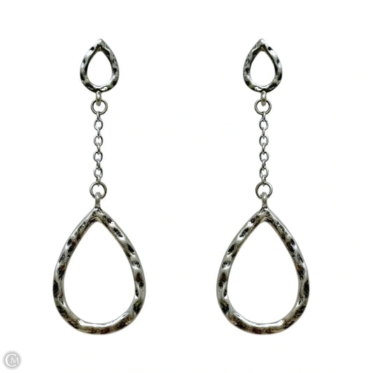 Hammeted Silver Tone Teardrop Dangle Earrings