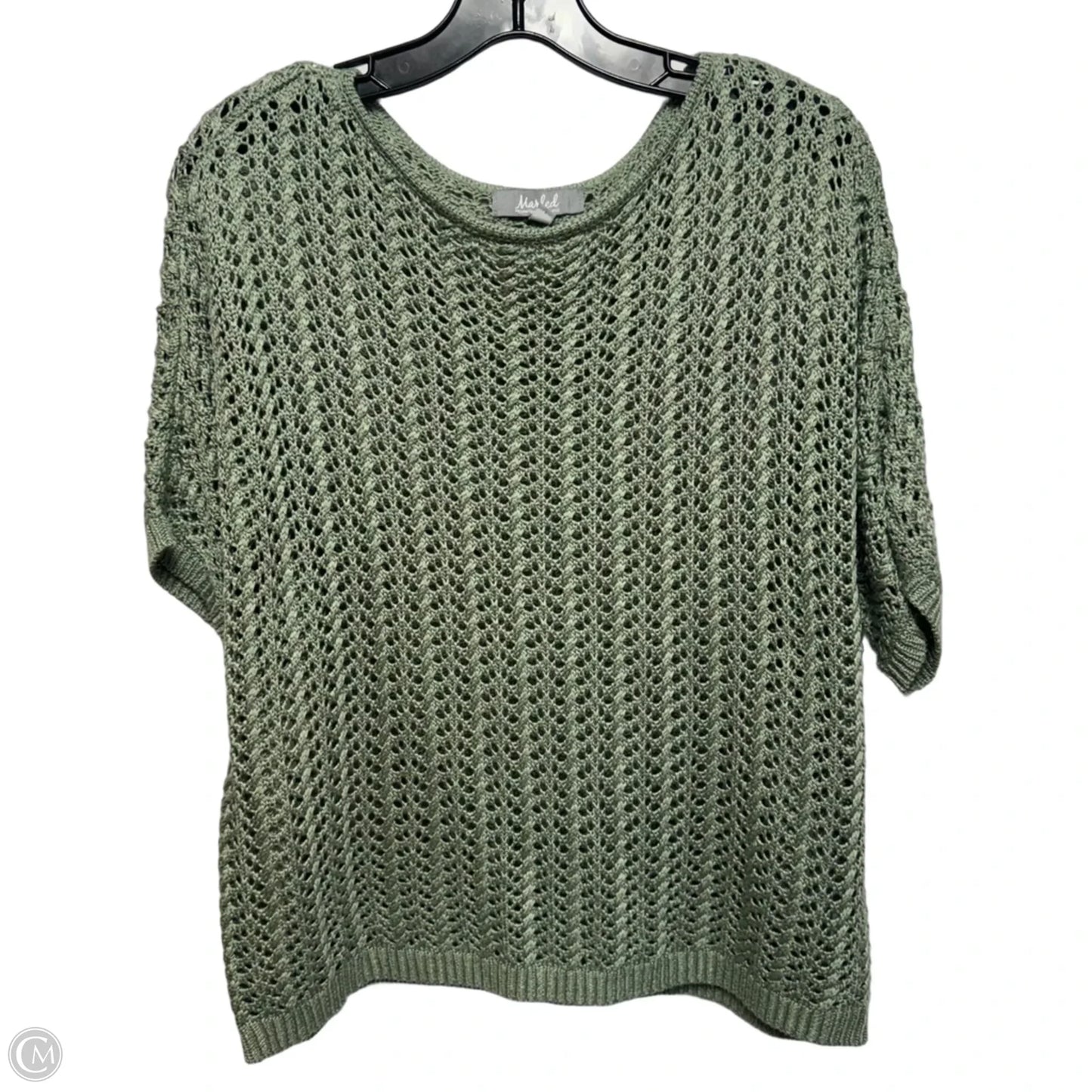 Open Knit Sweater By Marled In Green, Size: S
