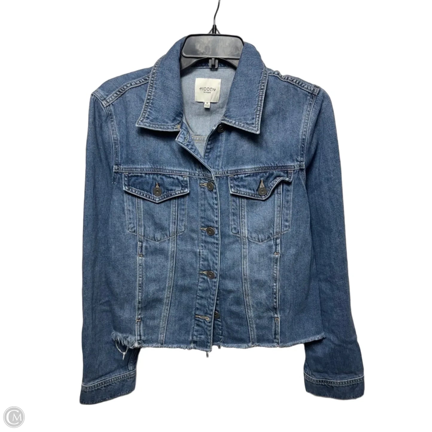 Frayed Hem Jacket Denim By Hidden In Blue Denim, Size: M