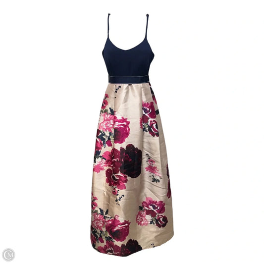 Juniors Bow Belt Fit Flare Gown By Nights By Teeze Me In Floral Print, Size: 2