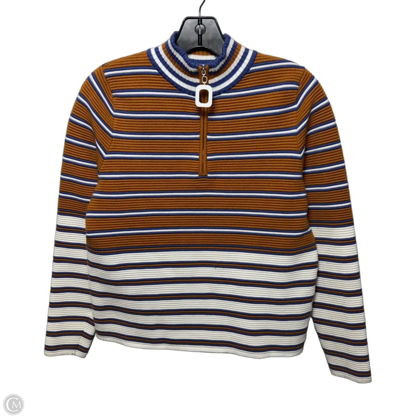 Whitney Zip-Up Pullover By Callahan In Striped Pattern, Size: S