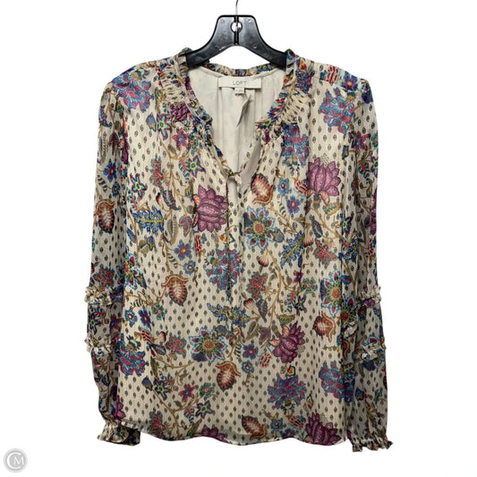 Top Long Sleeve By Loft In Floral Print, Size: Xl