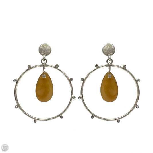Silver-Tone Brown Agate Teardrop Orbital Hoop Earrings By Lucky Brand