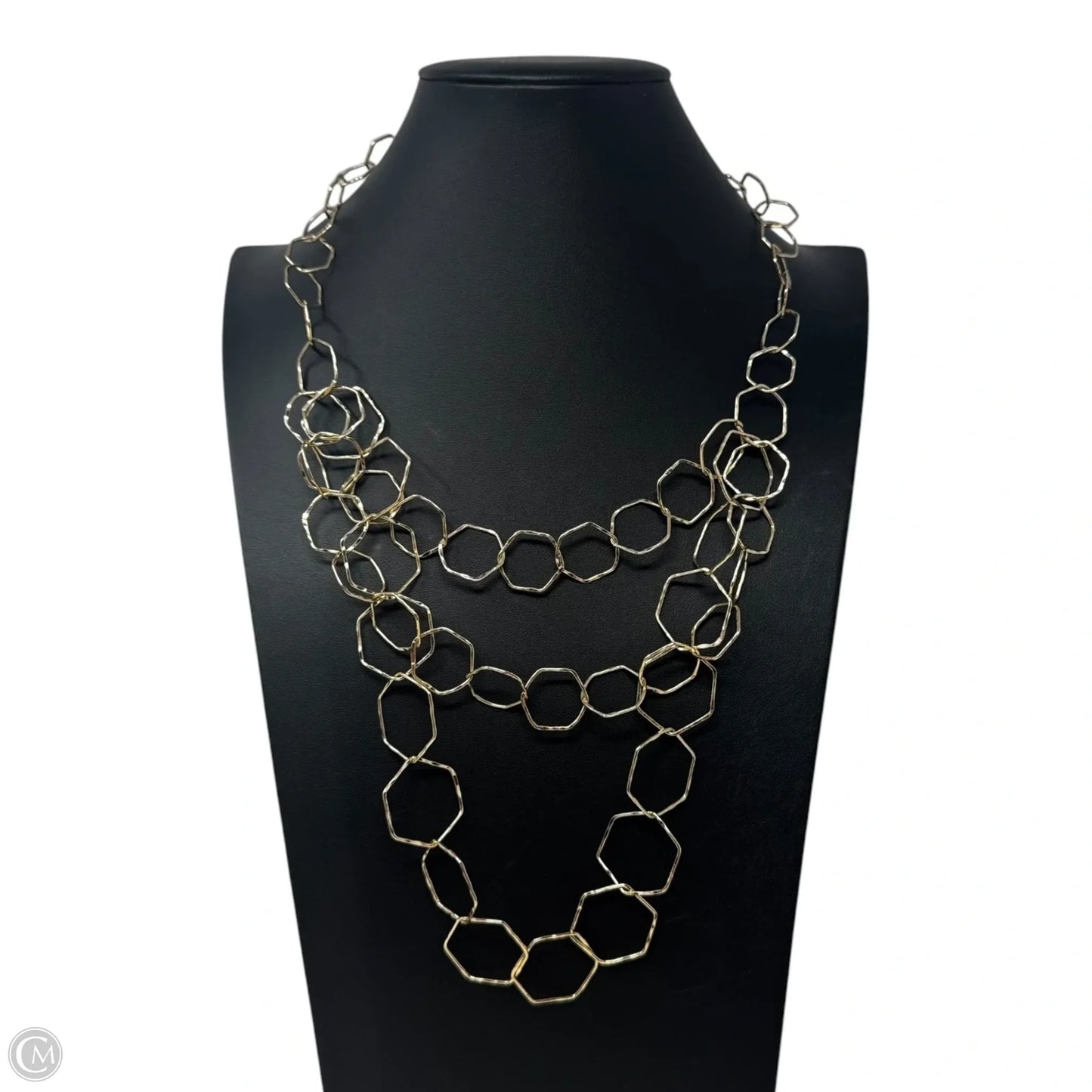 Gold Tone Layered Hexagon Necklace By Chicos