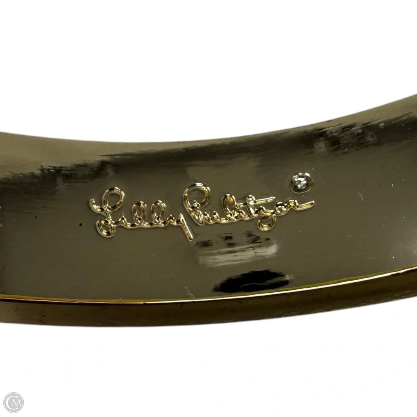 Floral & Gold Tone Hinged Cuff Bracelet Designer By Lilly Pulitzer