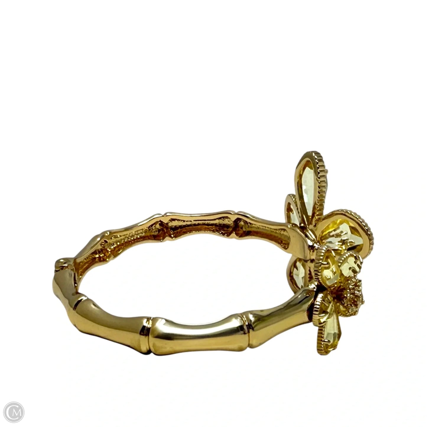 Golden Blooms Rhinestone Flower Hinged Open Cuff Bracelet Designer By Lilly Pulitzer