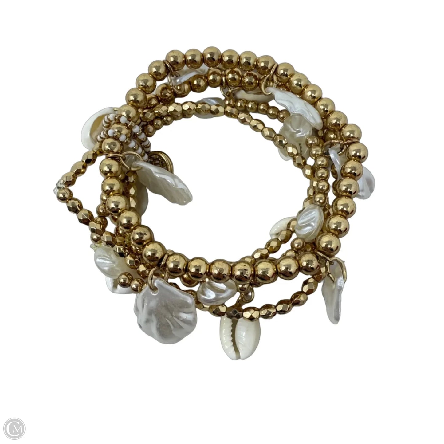5 Strand Gold Tone & Shell Beaded Stretch Bracelet Set Bu Lilly Pulitzer