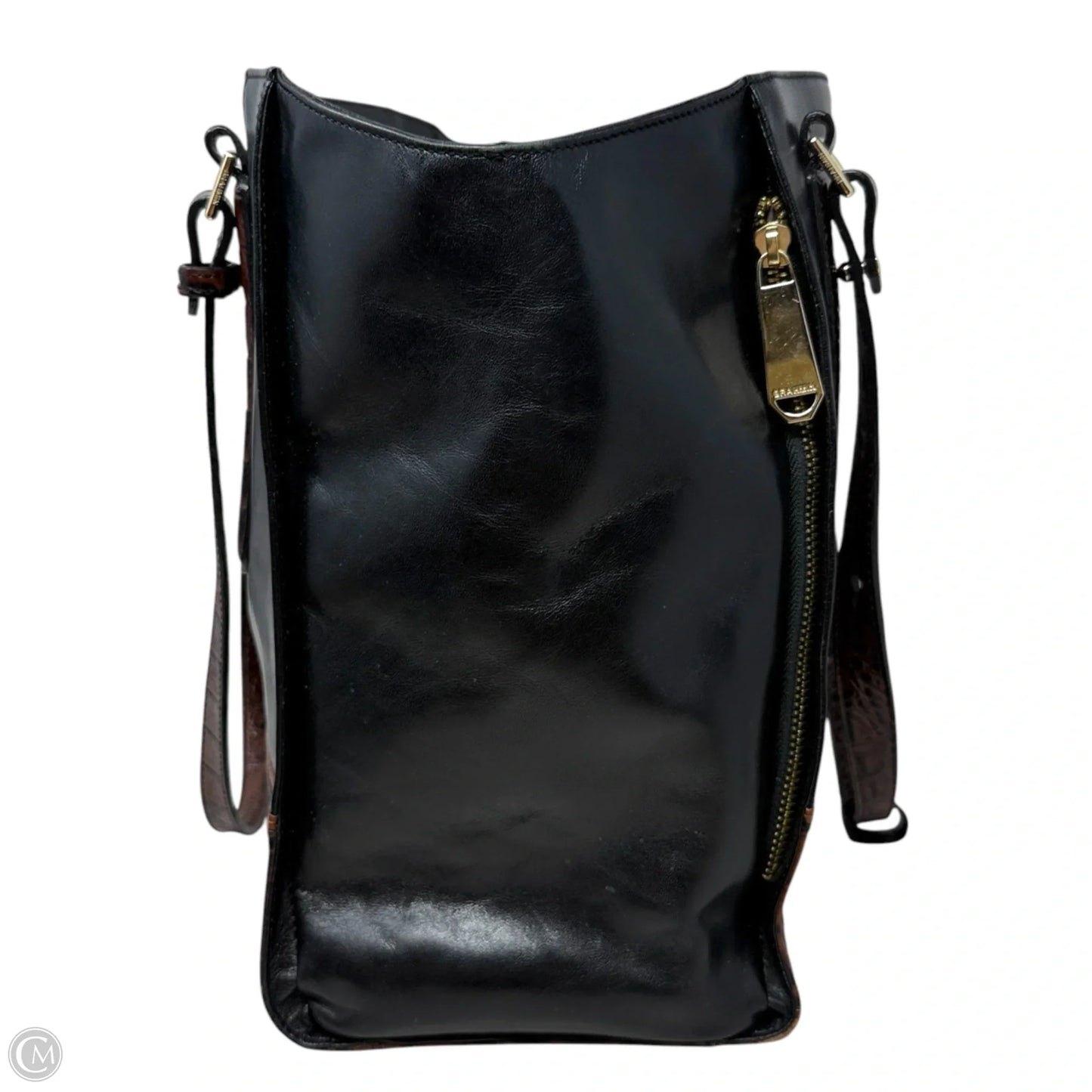 Asher Zip-Top Tote In Tri Texture Leather Designer By Brahmin, Size: Large