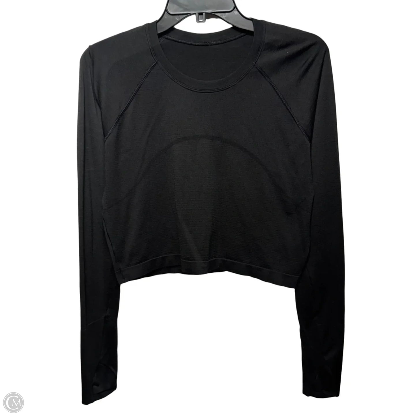 Cropped Athletic Top Long Sleeve Crewneck By Lululemon In Black, Size: 12