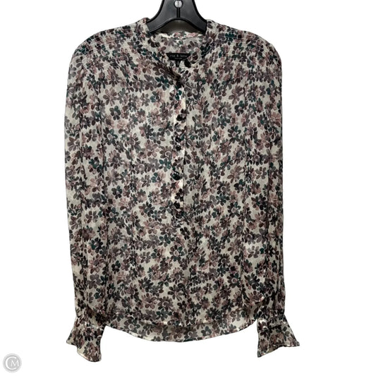 Sheer Silk Blouse Long Sleeve By Rag And Bone In Floral Print, Size: S