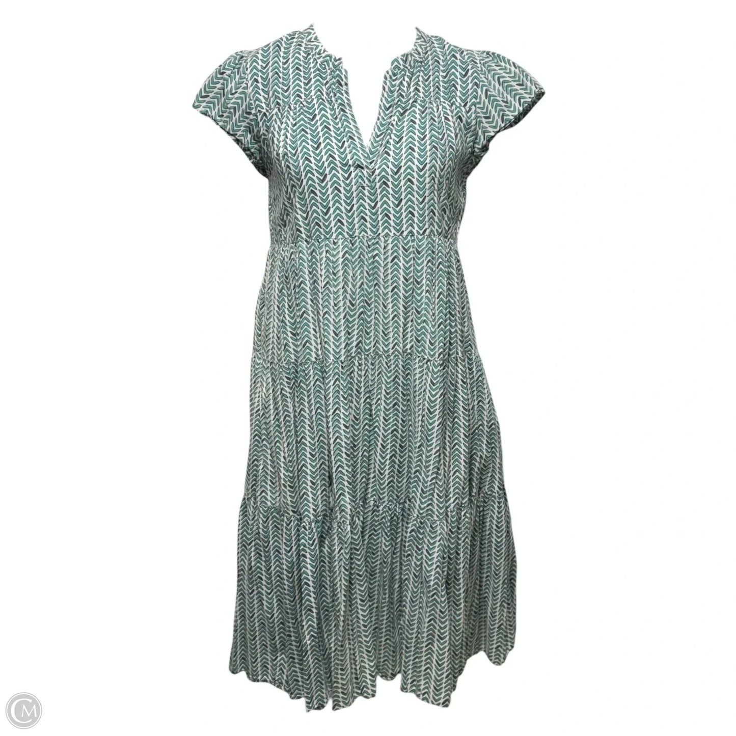 Folly Midi Dress By Madison Matthews In Green & White, Size: M